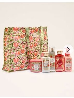 New 6 Piece VERA BRADLEY Tote Candle Body Care Soap Set Bath & Body Works PEACH